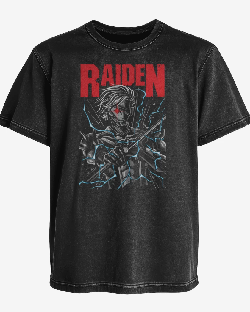 Polera desgastada Negro de Raiden