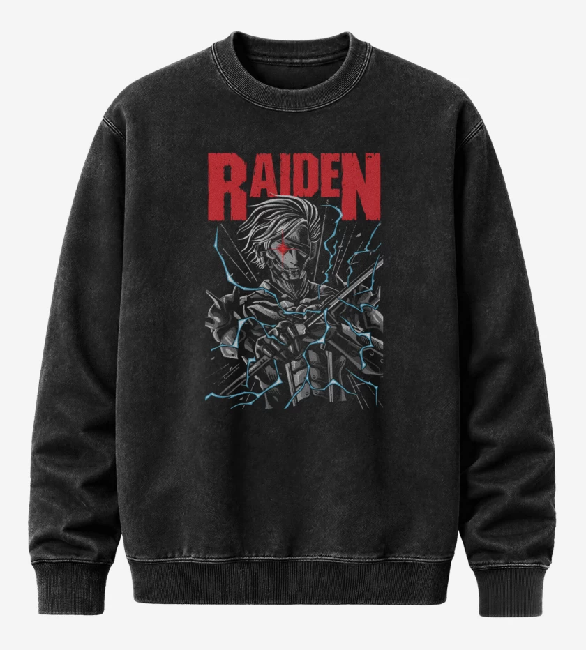 Poleron Polo Acid Wash Negro de Raiden