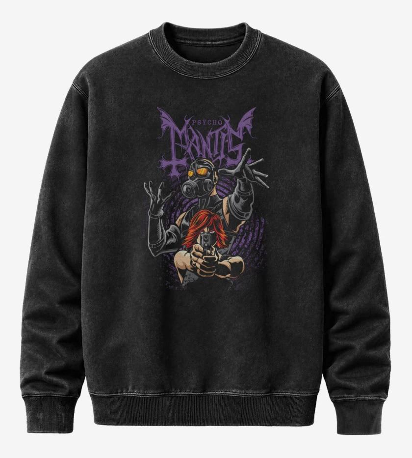 Poleron Polo Acid Wash Negro de Psycho Mayhem