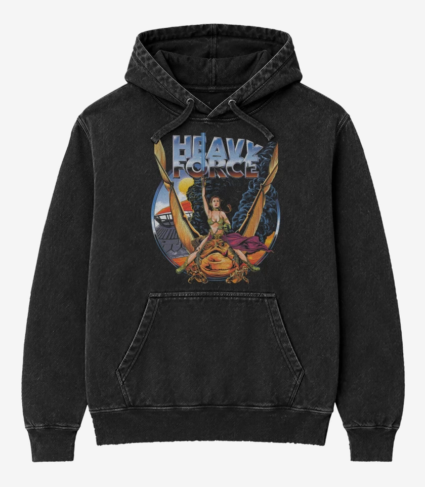 Poleron Canguro Acid Wash Negro de Heavy Force