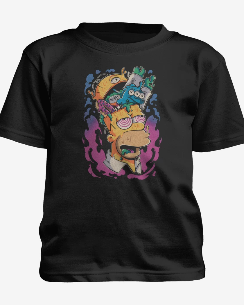 Polera de niño Negro de Homero en la Tóxica