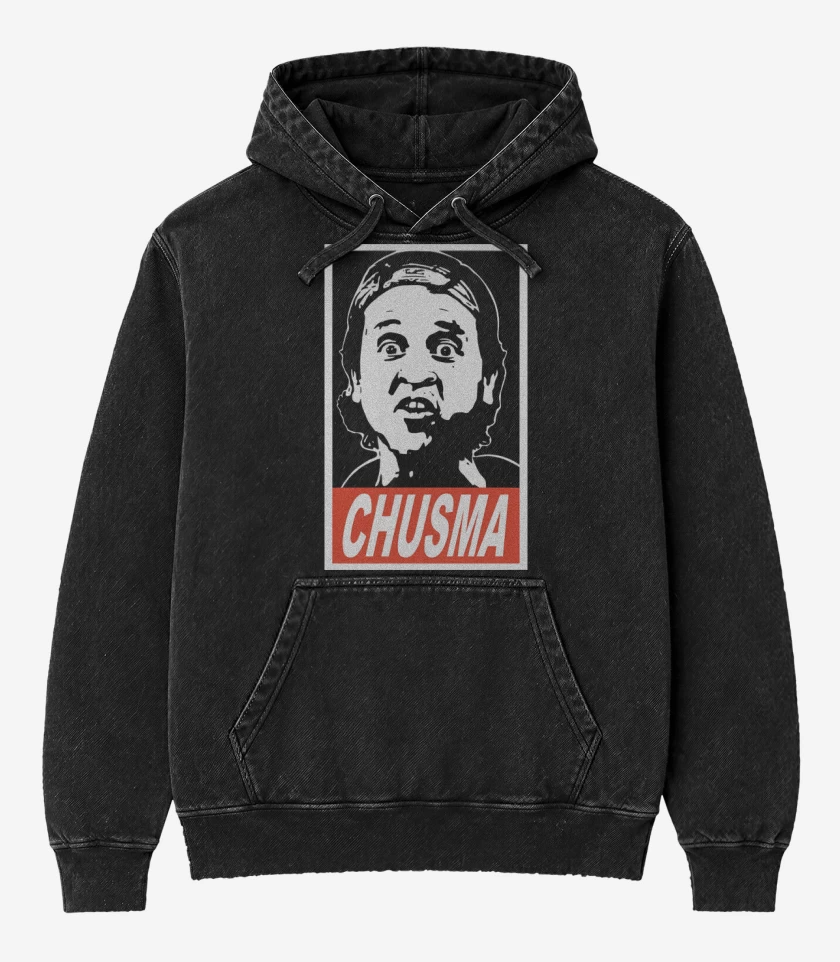 Poleron Canguro Acid Wash Negro de Chusma