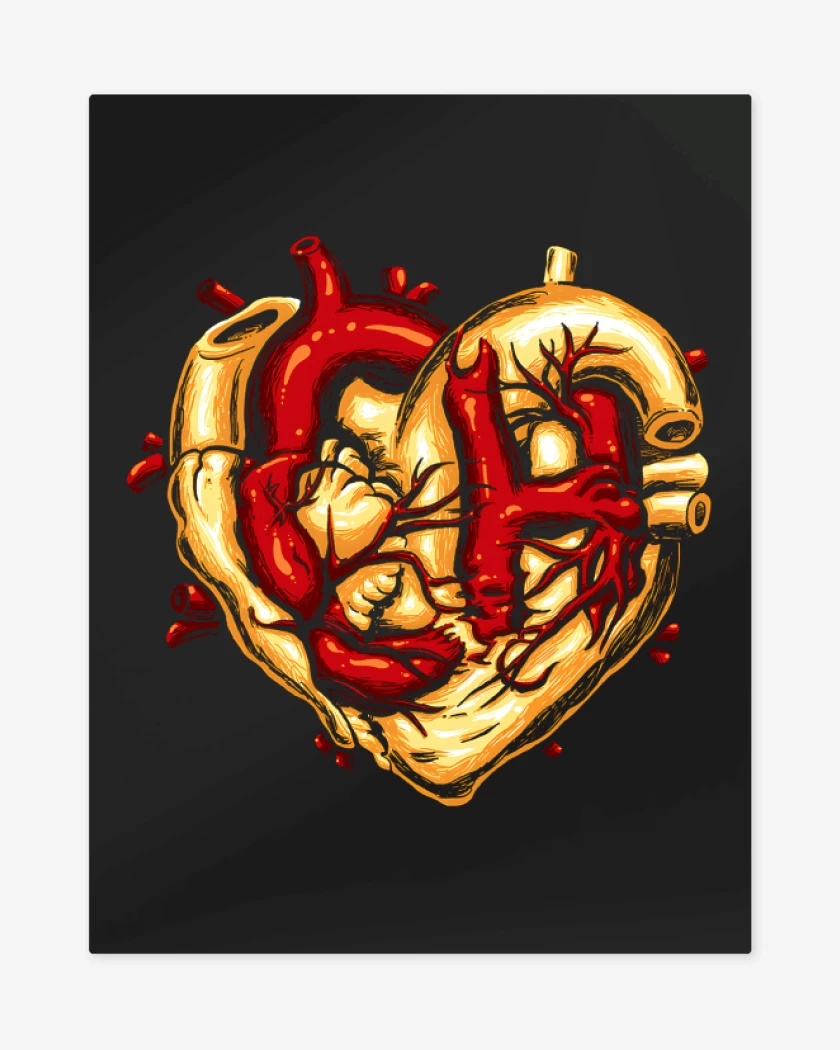 Print metalico Negro de Corazon de Astucia 