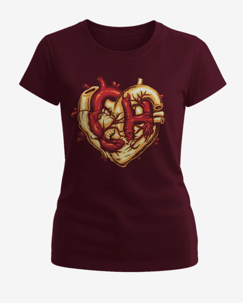 Polera de Mujer Burdeo de Corazon de Astucia 