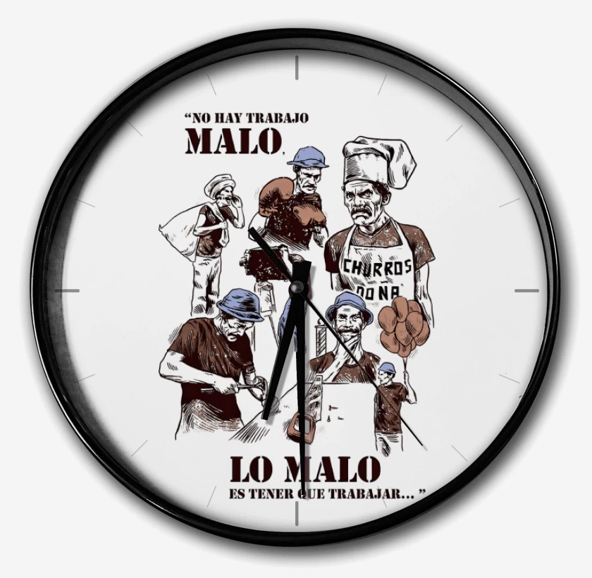 Reloj Blanco de No hay Trabajo Malo
