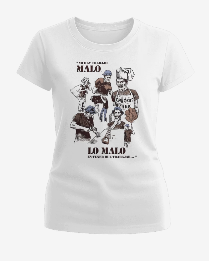 Polera de Mujer Blanco de No hay Trabajo Malo