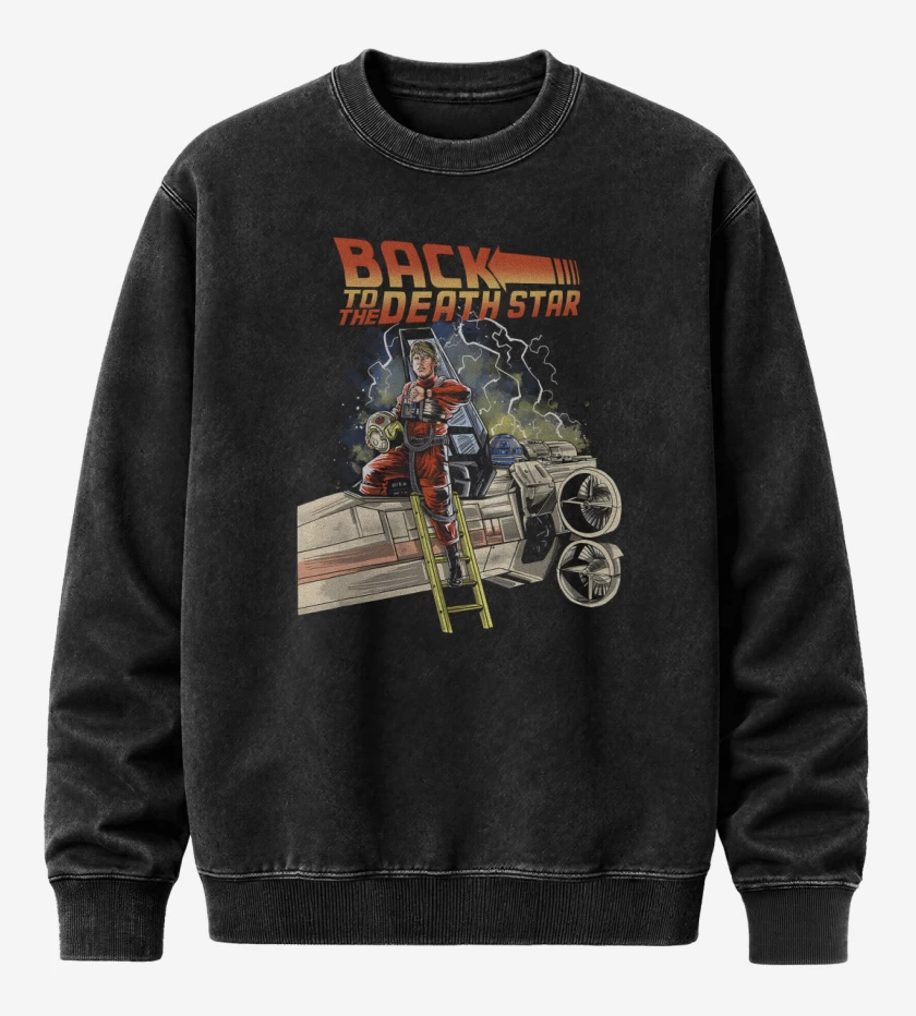 Poleron Polo Acid Wash Negro de Volver a la Estrella de la Muerte