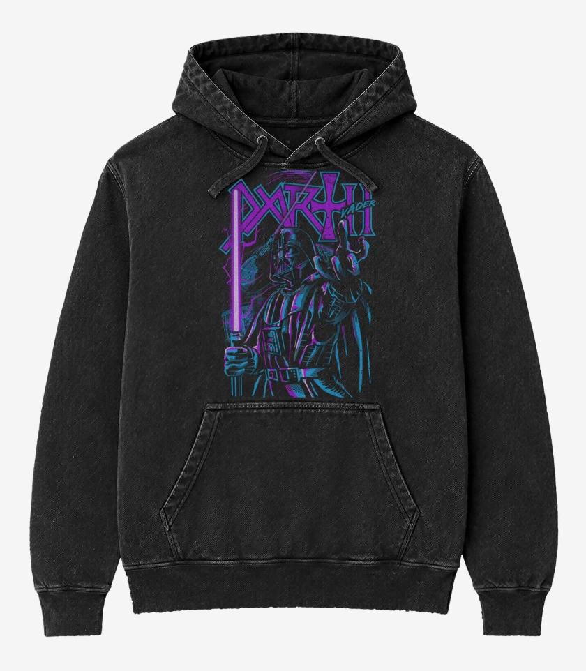 Poleron Canguro Acid Wash Negro de Vader DARTH