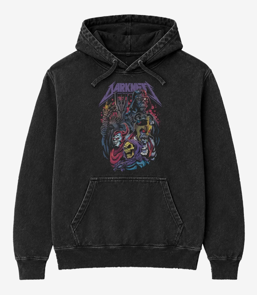 Poleron Canguro Acid Wash Negro de Darkness Prevail