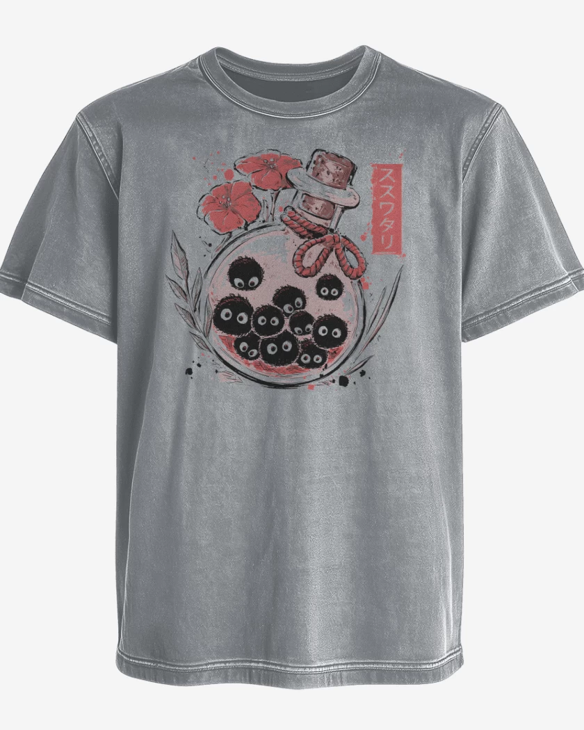Polera desgastada Gris Melange de Susuwatari 