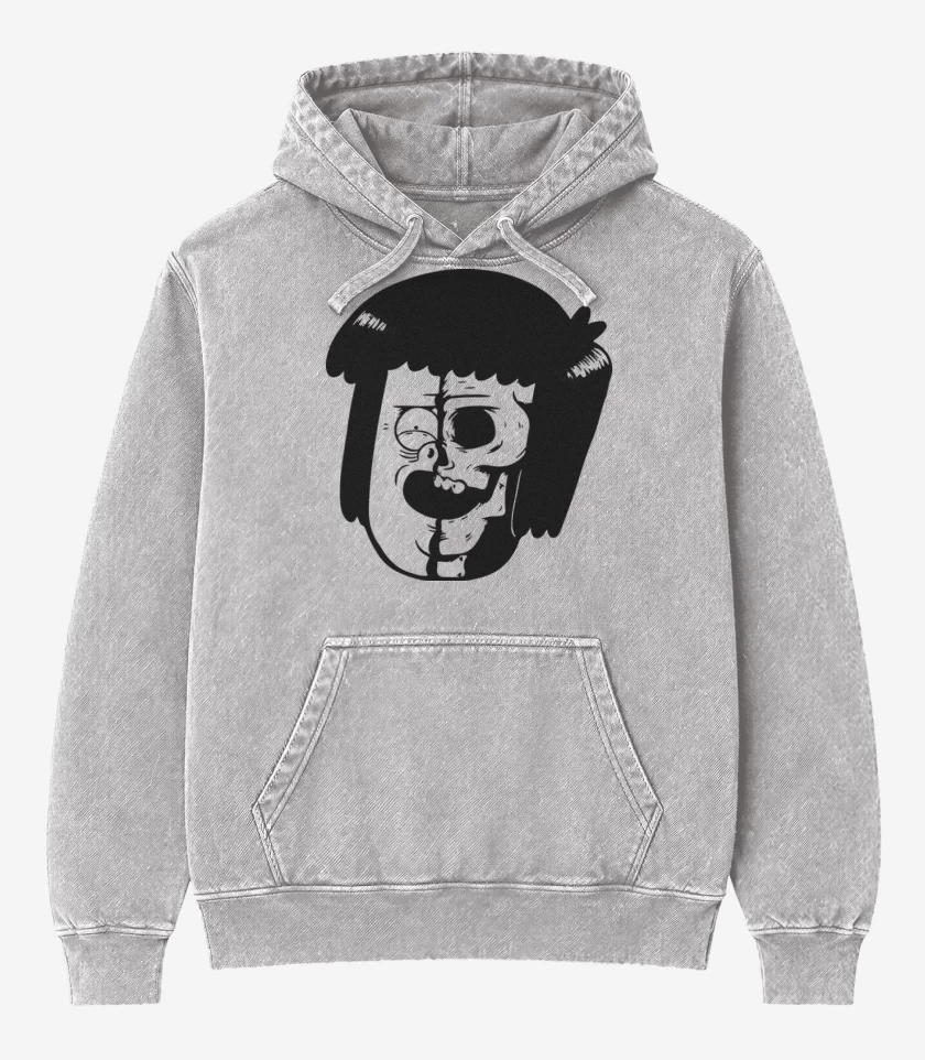 Poleron Canguro Acid Wash Gris Melange de Un show mas 6