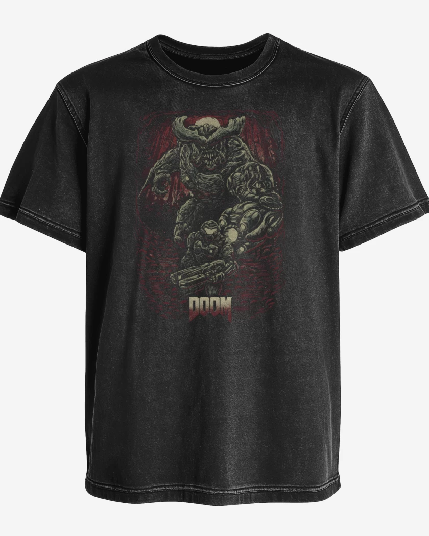 Polera desgastada Negro de Doom 2016