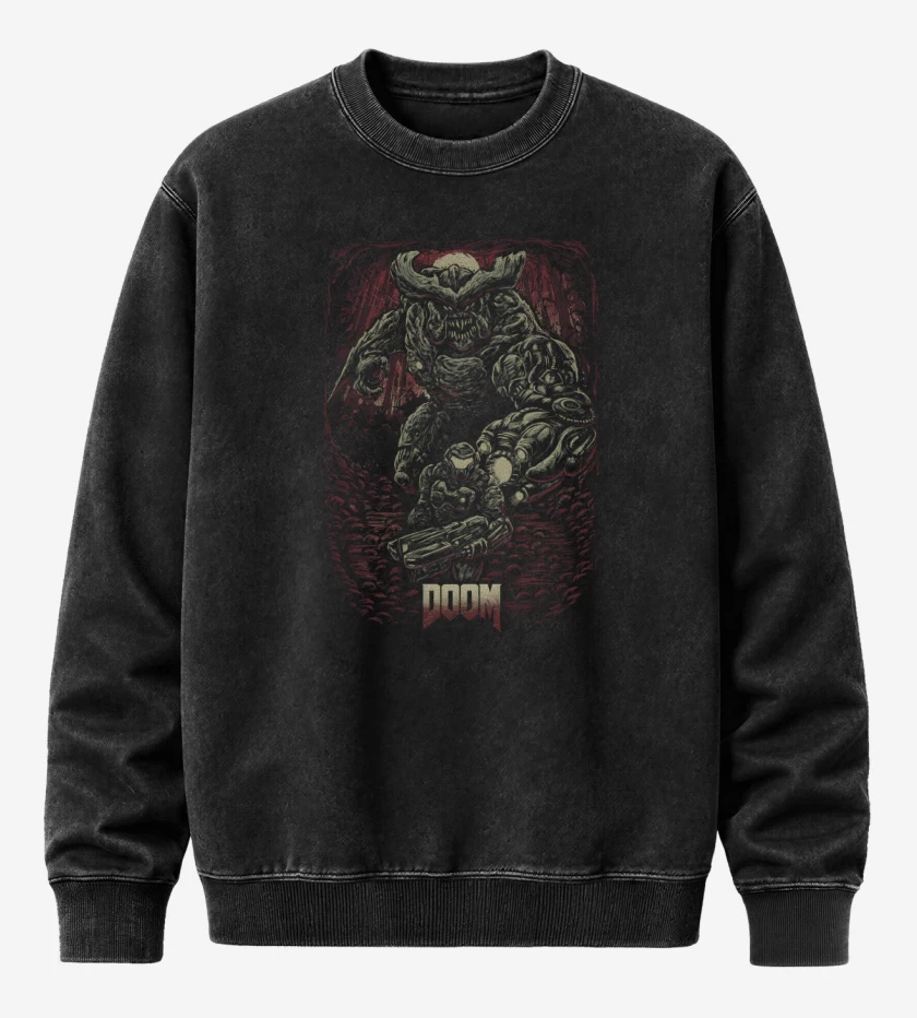 Poleron Polo Acid Wash Negro de Doom 2016
