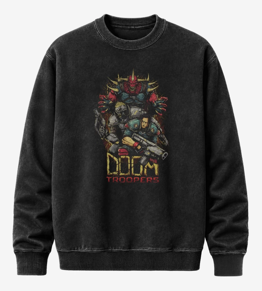 Poleron Polo Acid Wash Negro de Doom Slayers