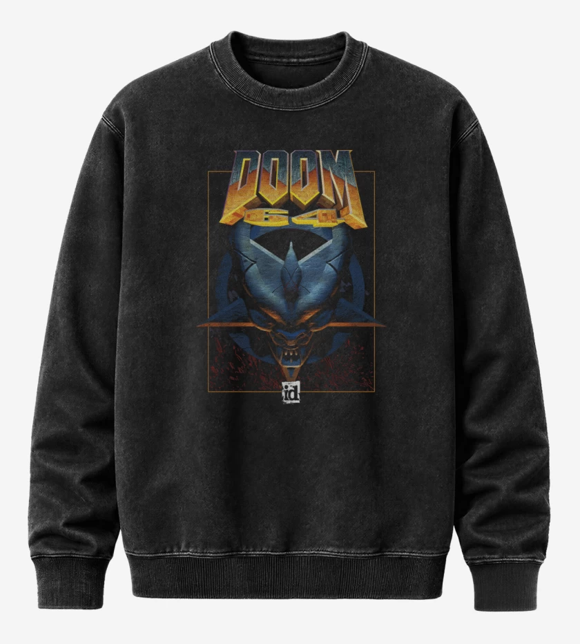 Poleron Polo Acid Wash Negro de Doom 64