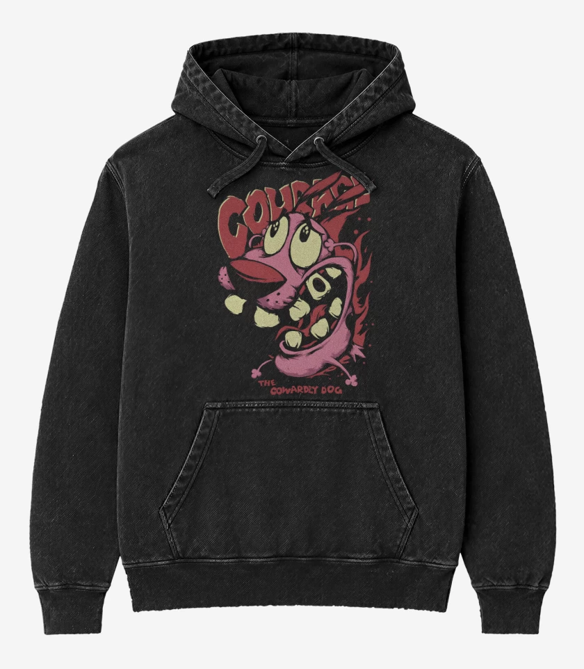 Poleron Canguro Acid Wash Negro de El Perro Cagón