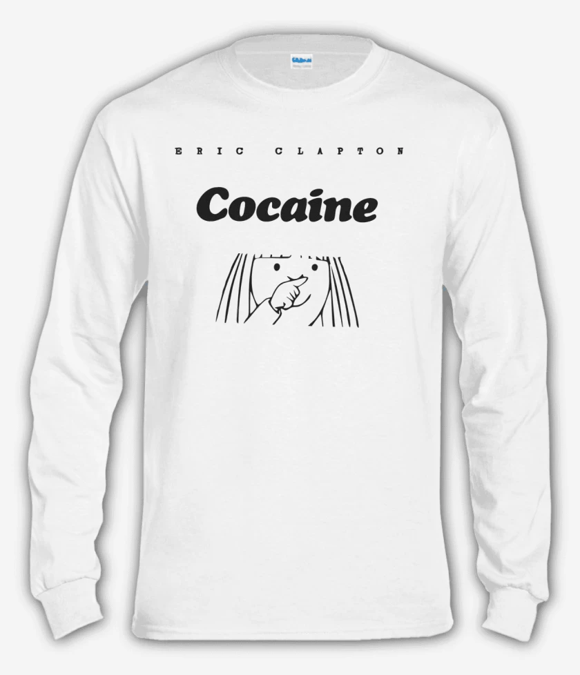 Polera manga larga Blanco de Eric Clapton Cocaine