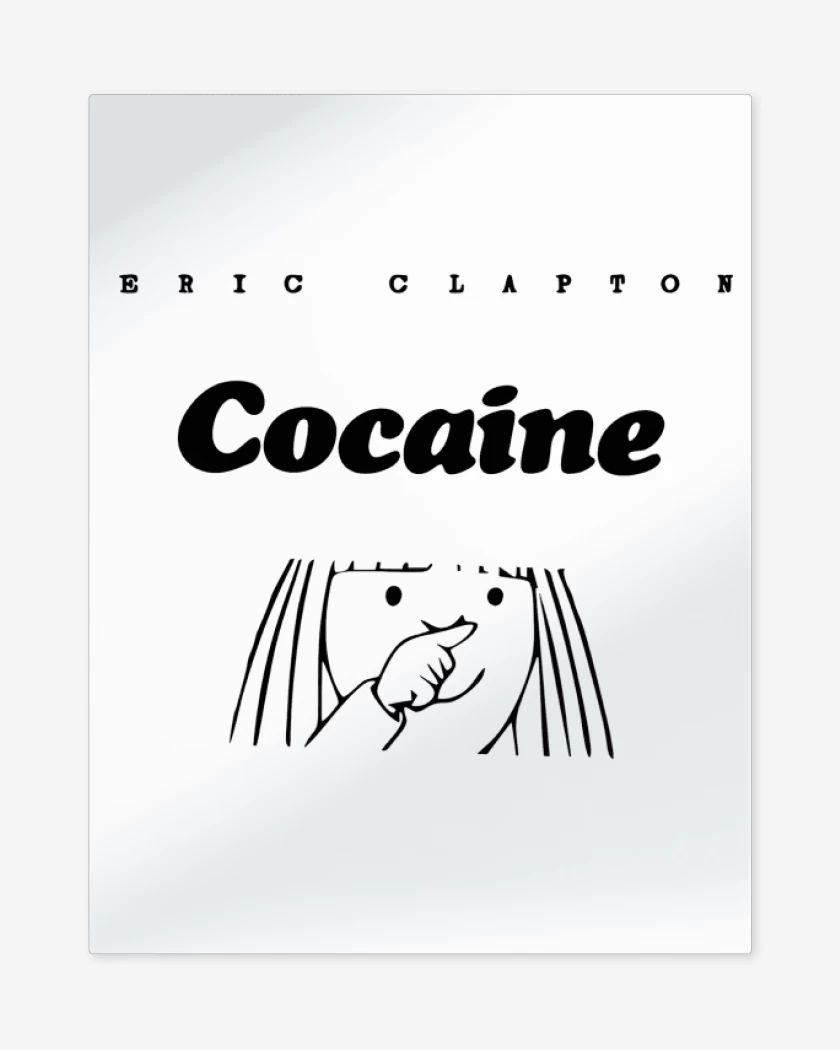 Print metalico Blanco de Eric Clapton Cocaine