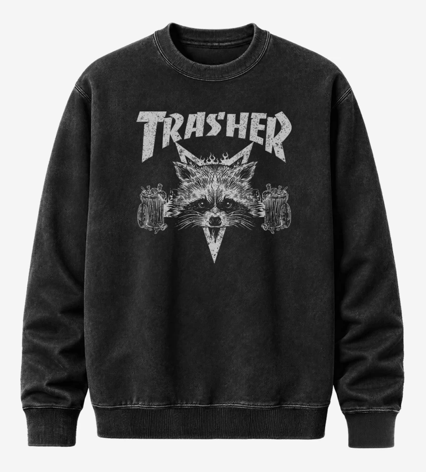 Poleron Polo Acid Wash Negro de Trasher