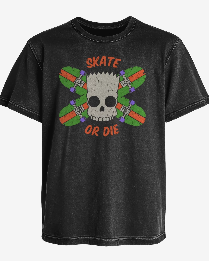 Polera desgastada Negro de Skate or Die