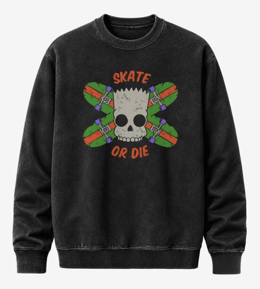Poleron Polo Acid Wash Negro de Skate or Die