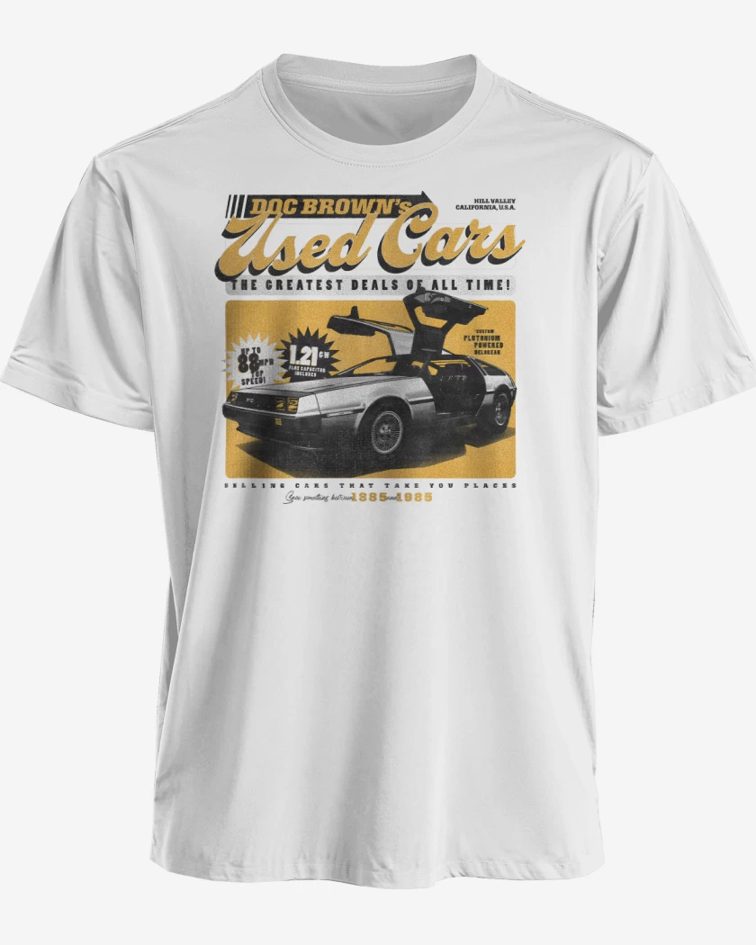 Polera premium Blanco de Delorean del 85