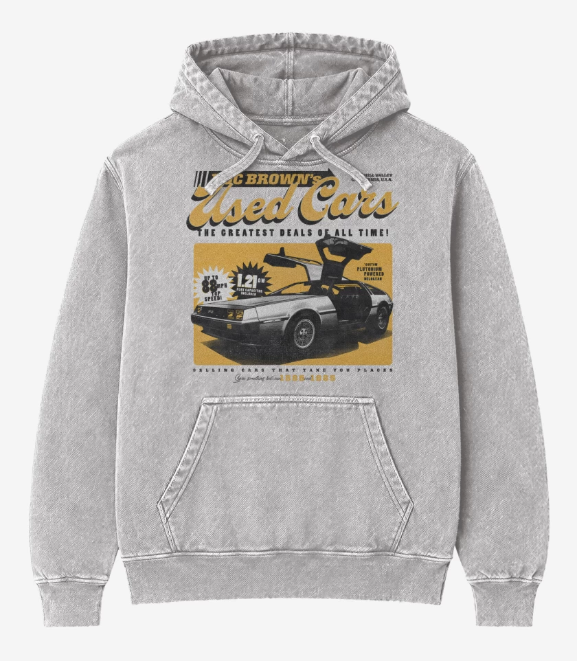 Poleron Canguro Acid Wash Gris Melange de Delorean del 85