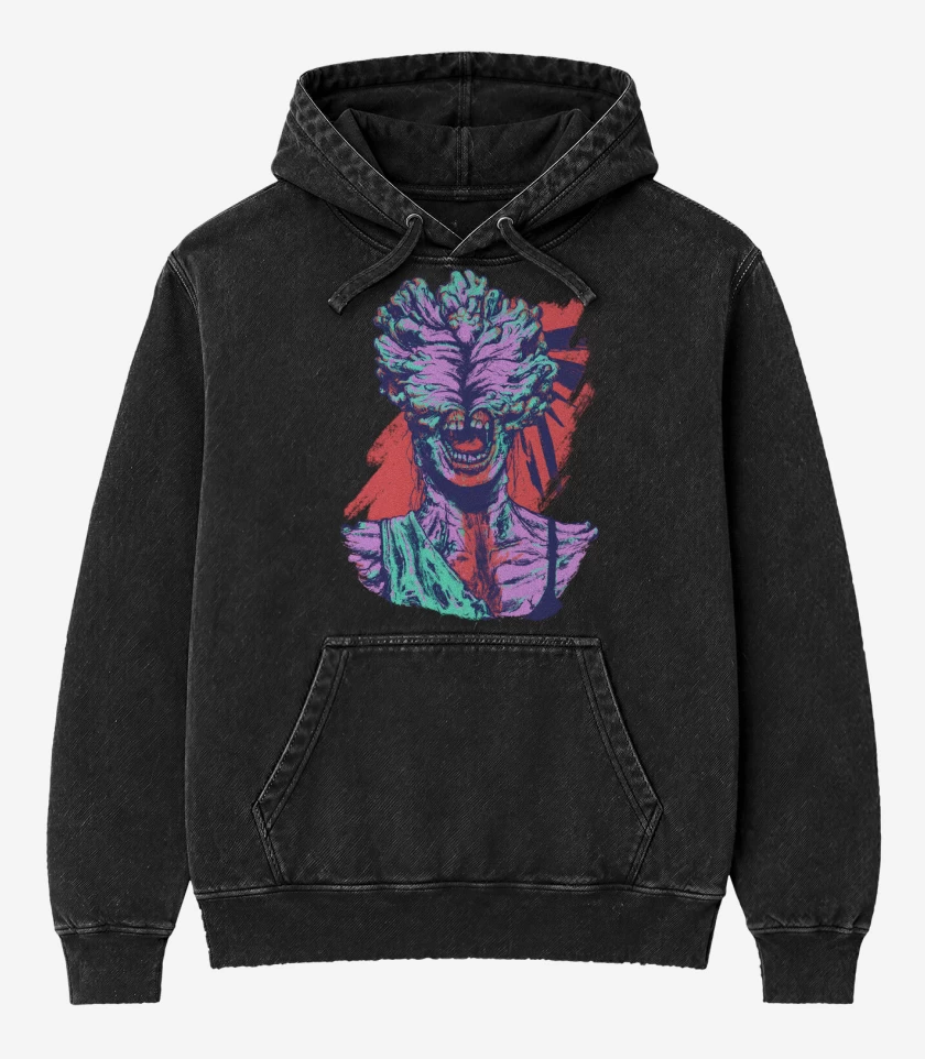 Poleron Canguro Acid Wash Negro de Chasqui