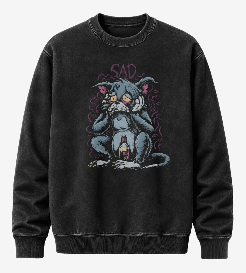 Poleron Polo Acid Wash Negro de Tamos de la Perra