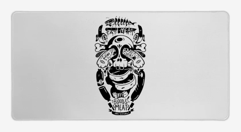 Mouse pad Gamer Blanco de Skull and arm