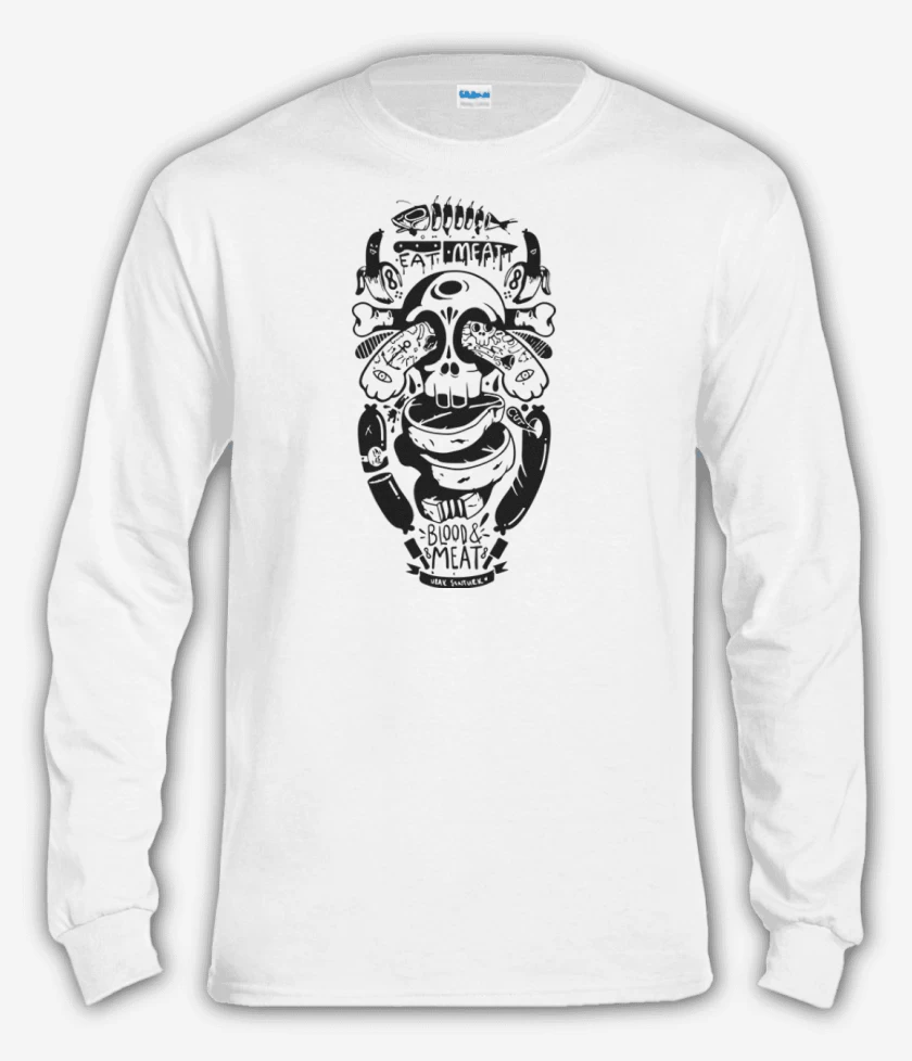 Polera manga larga Blanco de Skull and arm
