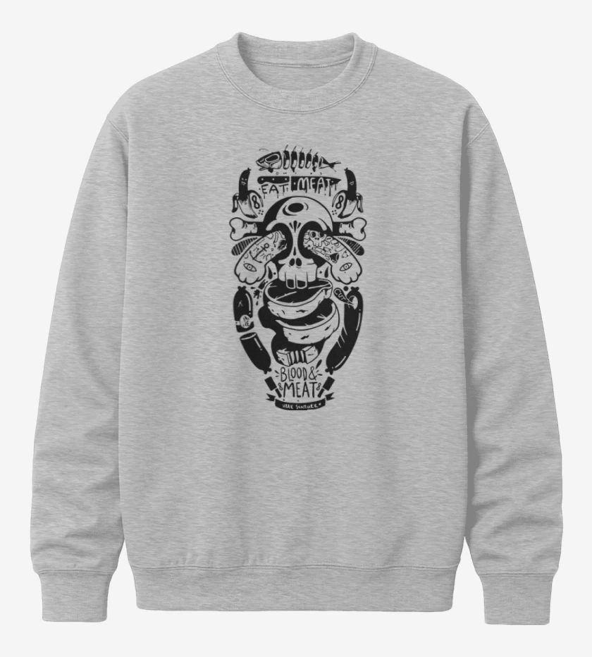 Poleron polo Gris Melange de Skull and arm