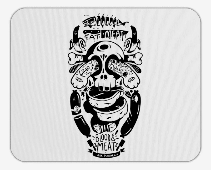 Mousepad Blanco de Skull and arm