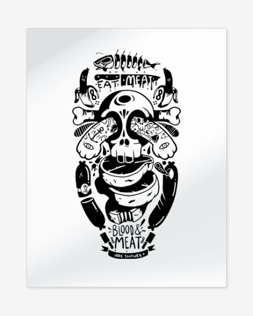 Print metalico Blanco de Skull and arm