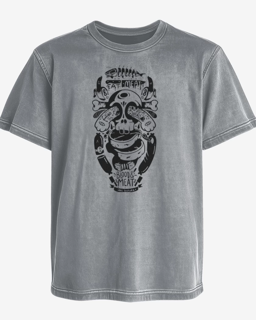 Polera desgastada Gris Melange de Skull and arm