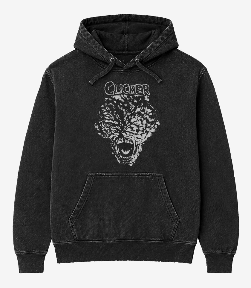 Poleron Canguro Acid Wash Negro de Clicker Punk