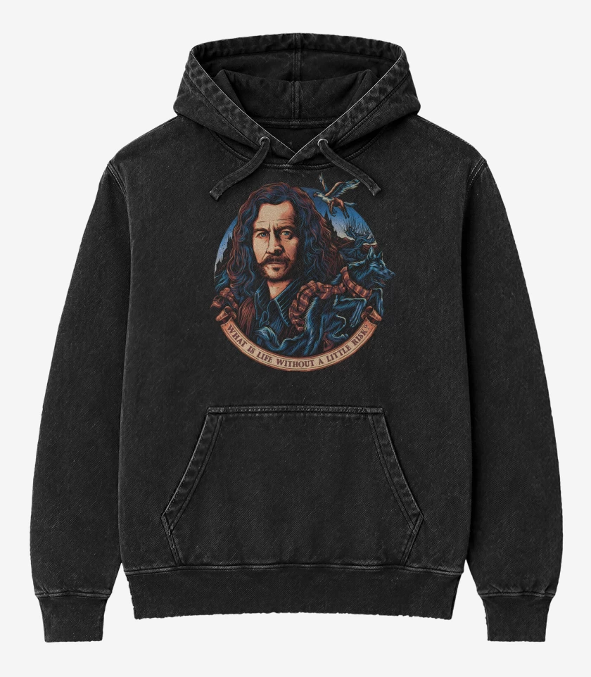 Poleron Canguro Acid Wash Negro de Sirius Lobo