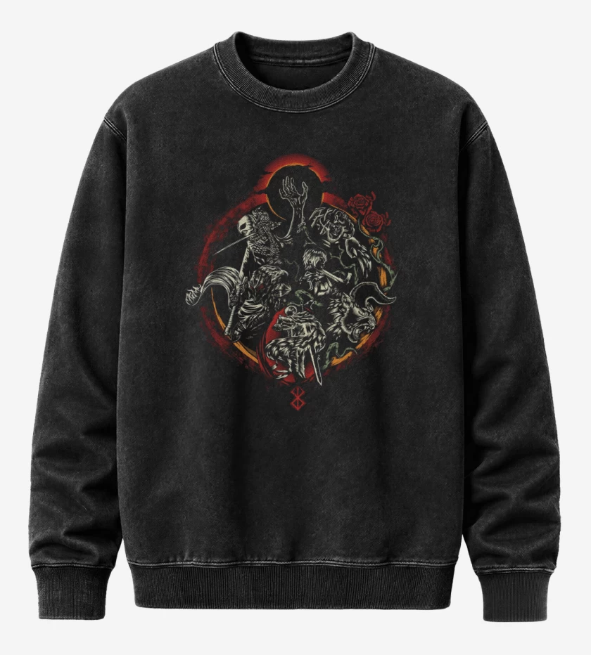 Poleron Polo Acid Wash Negro de Mano del Eclipse 