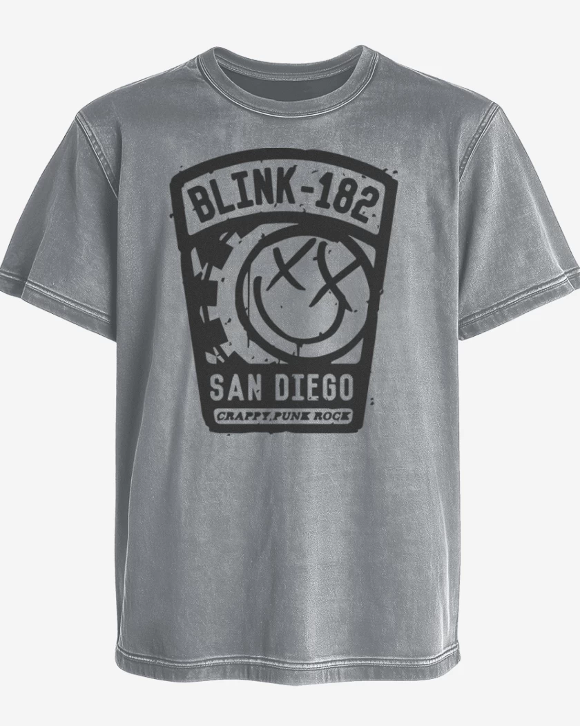 Polera desgastada Gris Melange de Blink 182