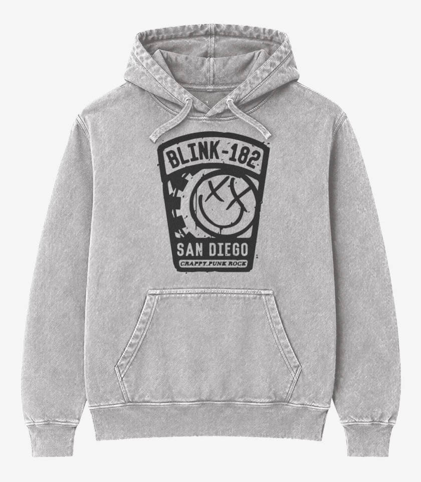Poleron Canguro Acid Wash Gris Melange de Blink 182