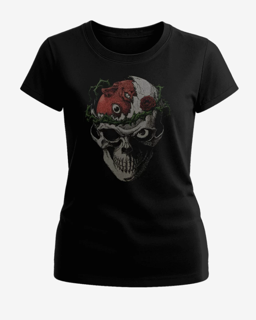 Polera de Mujer Negro de Cráneo Beherit