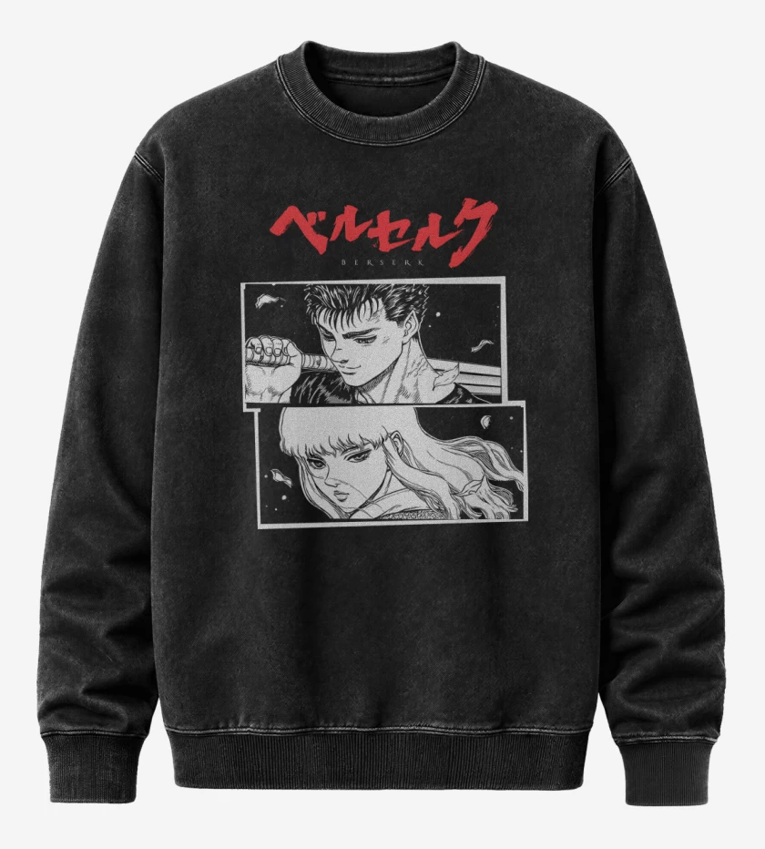 Poleron Polo Acid Wash Negro de Guts x Griffth