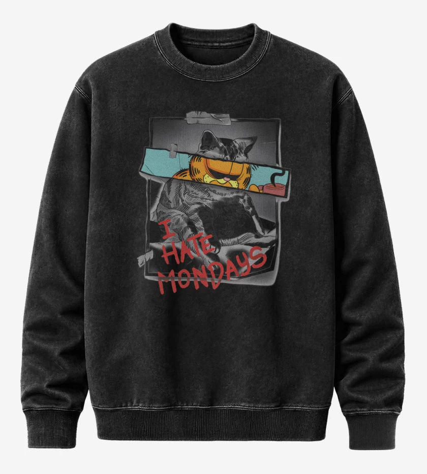 Poleron Polo Acid Wash Negro de Odio los Lunes