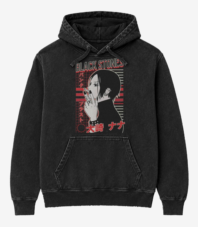 Poleron Canguro Acid Wash Negro de Nana Stone