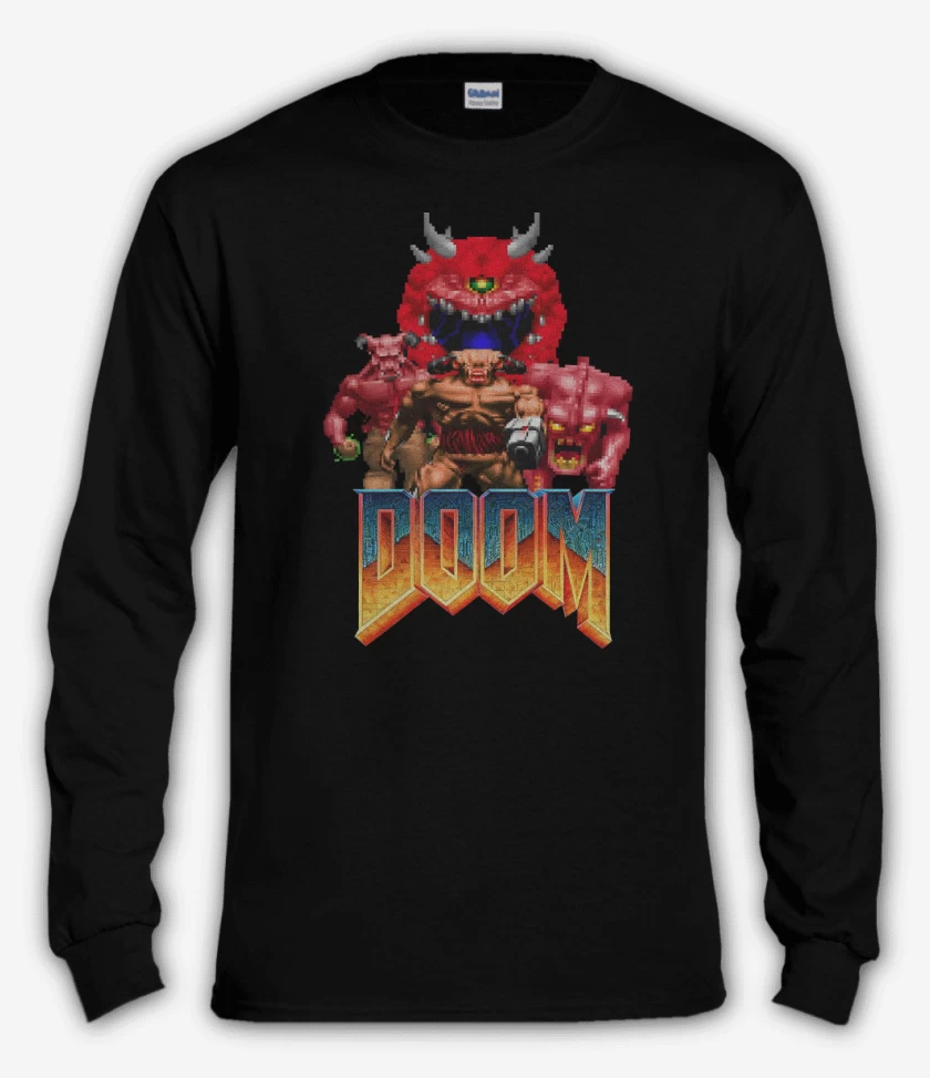 Polera manga larga Negro de Classic Doom