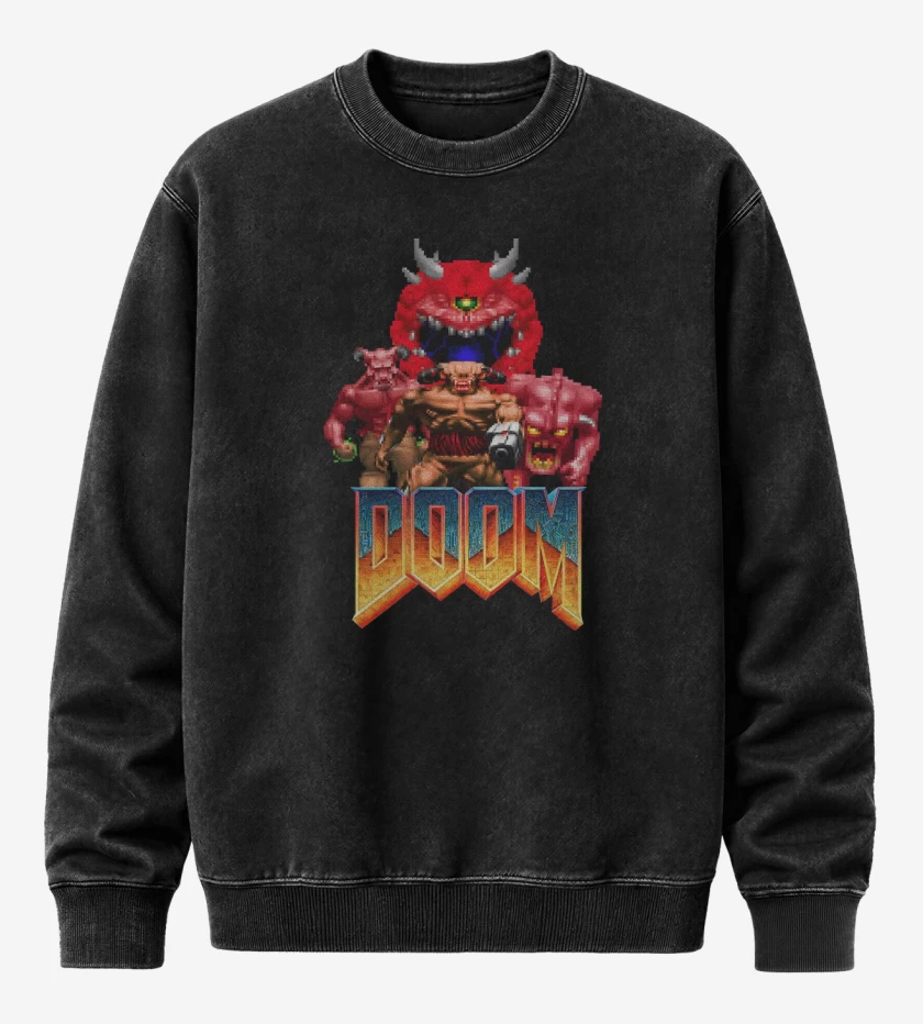 Poleron Polo Acid Wash Negro de Classic Doom