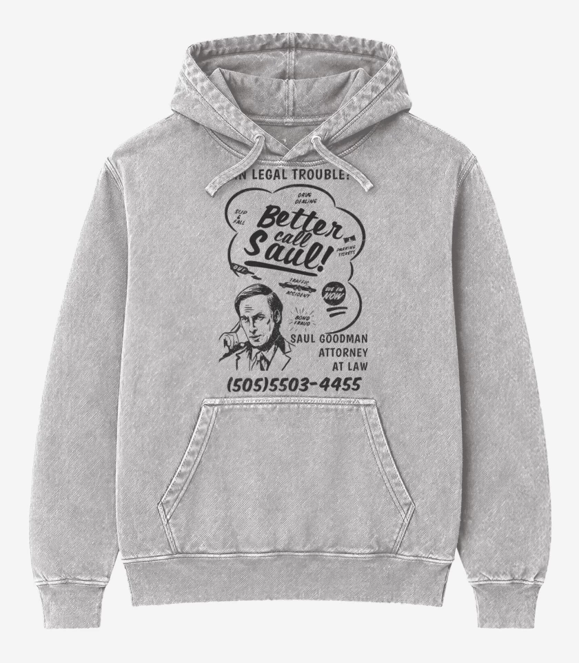 Poleron Canguro Acid Wash Gris Melange de Call Saul