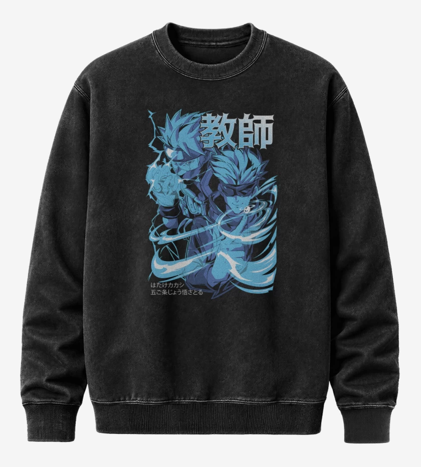 Poleron Polo Acid Wash Negro de Kakashi Gojo