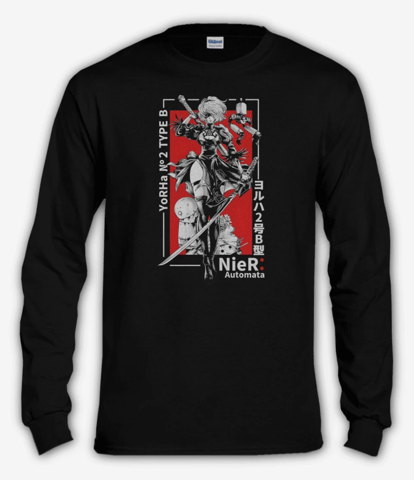 Polera manga larga Negro de YoRHa