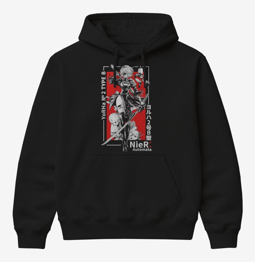 Poleron Canguro básico Negro de YoRHa